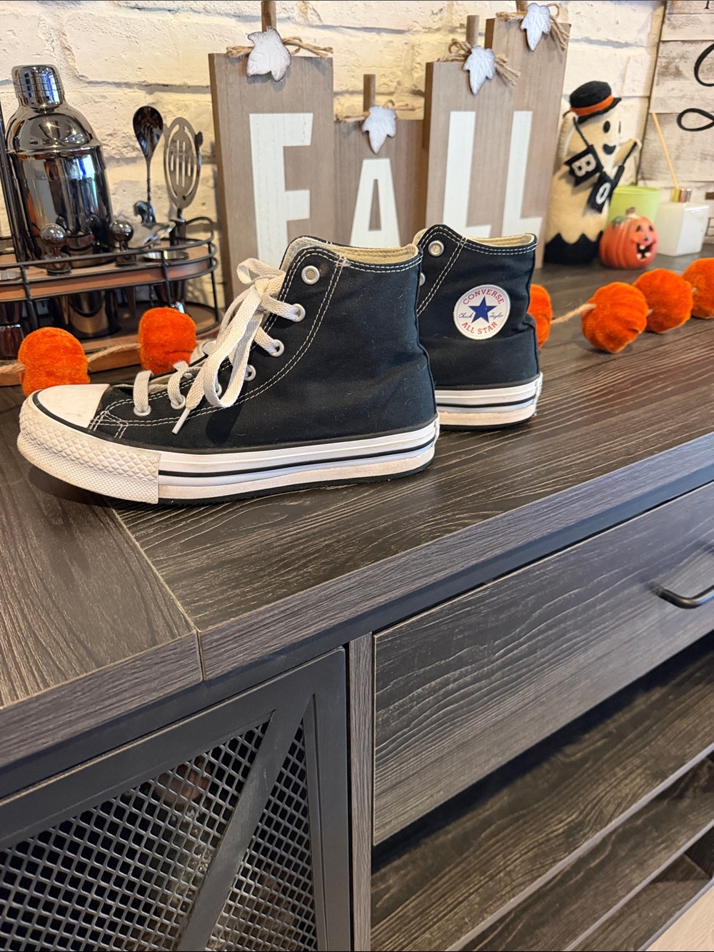 Converse Kids Black and White High-Top Canvas Sneakers - Picture 3 of 6